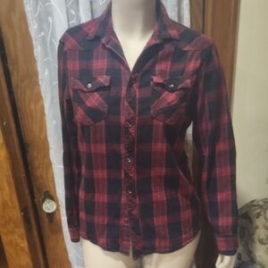 Red & Black Boxed Flannel Shirt From Rock & Republic